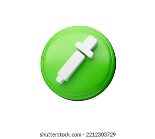 Eye Dropper Green Glossy Icon Isolated On White Background. 3d Illustration 