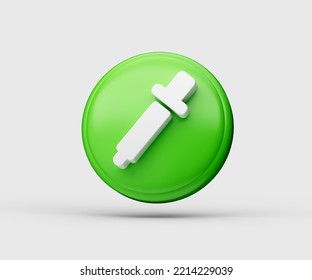 Eye Dropper Green Glossy Icon Isolated On White Background. 3d Illustration 