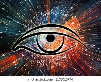 Eye of Knowledge series. Backdrop of eye icon and arrow burst on the subject of  science, education and modern technology - Shutterstock ID 1170013774