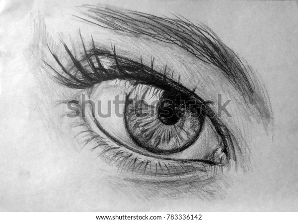 Eye Realistic Drawing Beautiful Woman Eye Stock Illustration