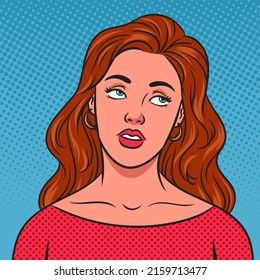 Eye Roll Girl Pop Art Retro Raster Illustration. Comic Book Style Imitation.