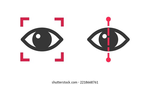 Eye Scan Icon Pictogram Or Digital Identity Biometric Recognition For Secure Technology Symbol Graphic Illustration, Retina Data Medical Exam Scanning, Ophthalmology Health Care Sign