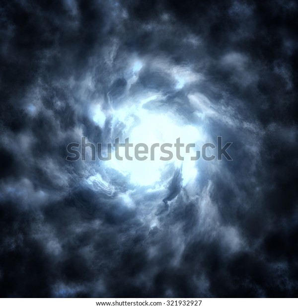 The eye of a tornado. Illustration storm\
swirl  clouds closeup. High\
resolution.