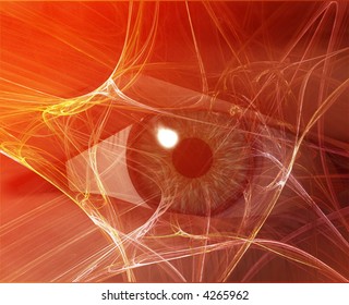 Eye viewing electronic information  Orange background web