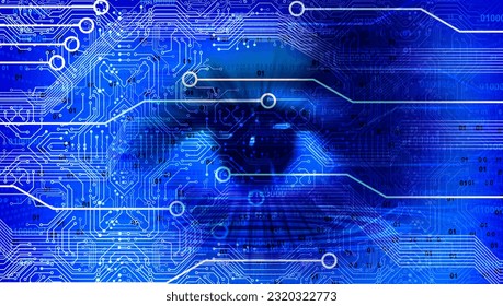Eye vision world map global technology background