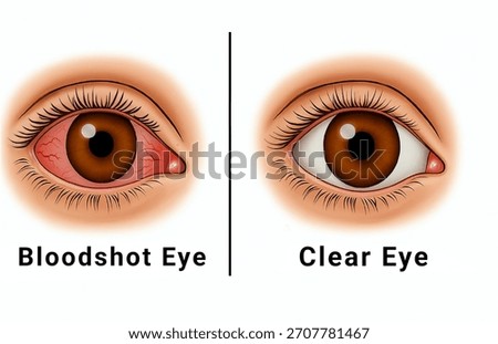  “Bloodshot Eye vs Clear Eye Comparison Illustration”
