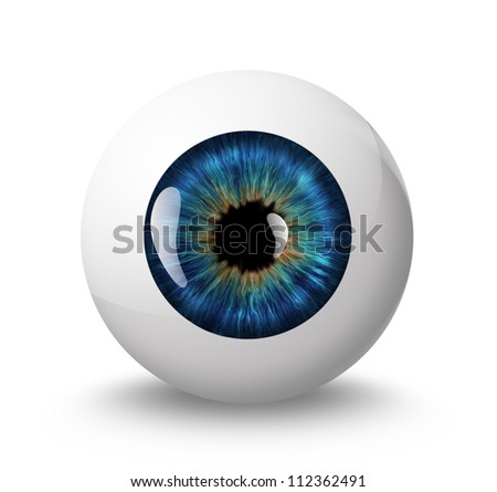 eyeball with shadow on white background