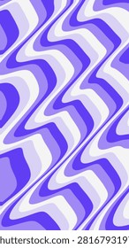 An eye-catching abstract pattern featuring dynamic diagonal wavy lines and liquid swirl distortion in shades of violet, soft purple, and crisp white. Influenced by 1970s psychedelic art and contemporary Y2K fashion trends, this fluid digital illustration is ideal for phone wallpapers, tote bags, notebook covers, posters, and web backdrops.
