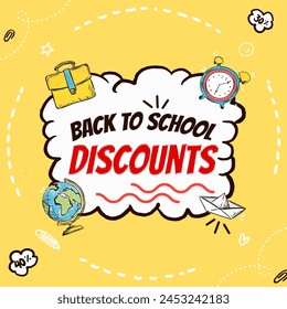 Eye-catching back to school discount promotion banner with playful doodles - Powered by Shutterstock