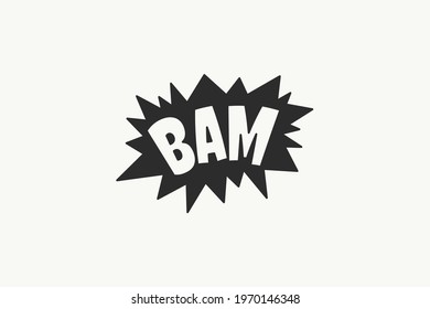 Eye-catching black and white color cartoon explosion BAM icon banner pattern isolated background