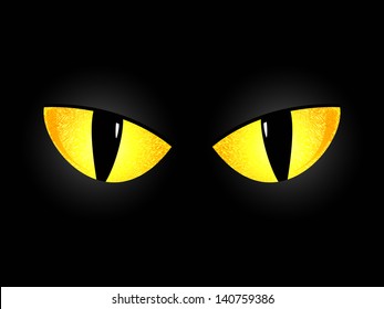 Eyes Black Cat On Black Background Stock Illustration 140759386 ...