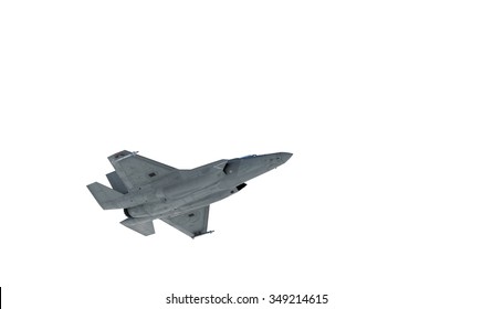 F 35 , American Military Fighter Plane.Jet Plane. Fly In Clouds.