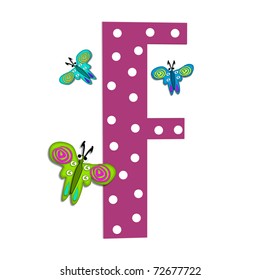 F Alphabet Set Alpha Butterflies Decorated Stock Illustration 72677722 ...