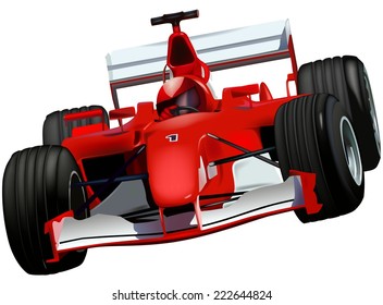 F1 Race Car - Colored Illustration