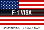F-1 Visa on a USA flag background, 3D rendering. United States of America flag waving in the wind. Proud American Flag Waving, American F-1 Visa concept. US symbol with American F-1 Visa sign 
