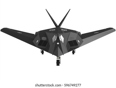 F-117. Military Stealth Aircraft. Black Plane. 3d Illustration.