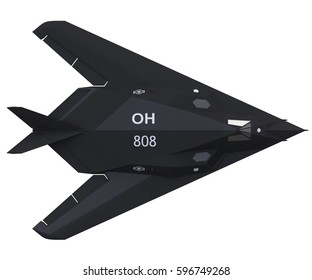 F-117. Military Stealth Aircraft. Ircraft. Plane. Airplane. Black Military Plane. 3d Illustration.