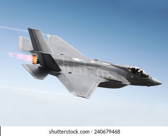 F35 Fighter Jet At Supersonic Speeds.