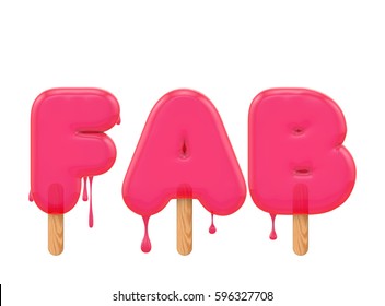 Fab - Word Made From A Melting Ice Lolly Font. 3D Rendering