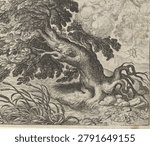 Fabel van de es en het riet (1608) by Aegidius Sadeler II, Marcus Gheeraerts I, Marcus Gheeraerts I and Aegidius Sadeler II. Vintage art illustration.