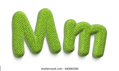 Fabric Alphabet Letter M In 3d Rendered On White Background.