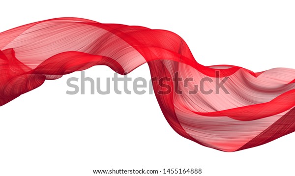 白い背景に織物の流れる布 赤いなびく絹の飛ぶ織物 サテン のイラスト素材