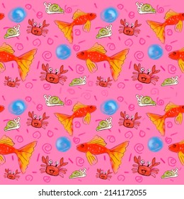 The fabric pattern shows the cuteness of aquatic animals.