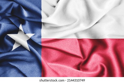 Fabric Texture Curved Flag Of Texas. Lone Star State Flag