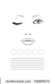 Face Chart Makeup Artist Blank. Template. Illustration