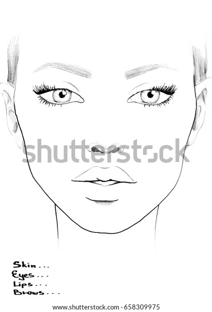 Face Chart Makeup Artist Blank Template Stock Illustration 658309975 ...