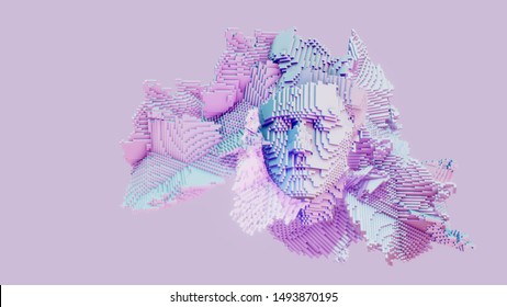 Face Recognition Abstract 3D Impression Technology Nature Human Avatar Art Face Capture Background Illustration 3D Scan Scanner Open CV  High Poly Blocks Voxel Dream Artificial Intelligence 8K