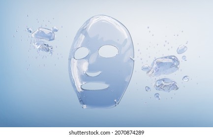 The face of the water is surrounded by underwater bubbles.Water mask for background cosmetics.-3d rendering.