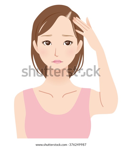 Face Young Women Thinning Hair Stock Illustration 376249987