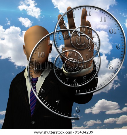 Faceless man and time spirals