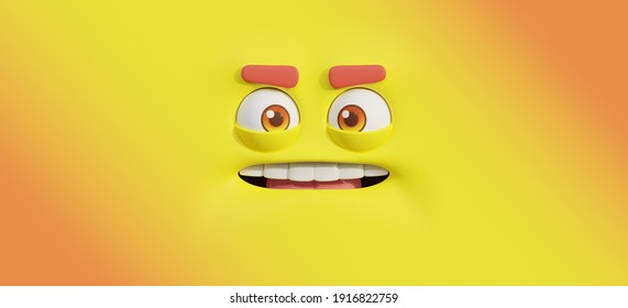 3d Render Emotional Cartoon Face Emoticon Stock Illustration 761377672 ...