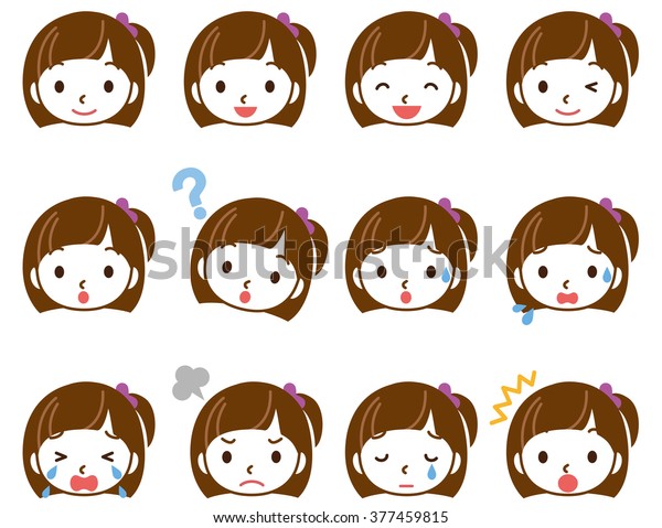 Faces Little Girl Line Drawing Stock Illustration 377459815 | Shutterstock