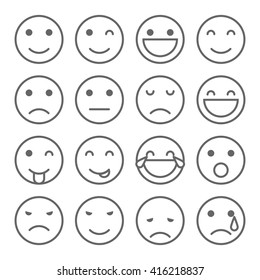 Faces simple icons. Set of emoticons illustrations