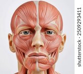 Facial muscular system in human anatomy