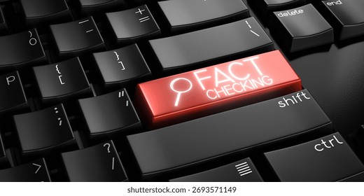 Fact checking - computer keyboard - 3D illustration