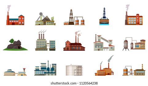 Factory Icon Set Cartoon Set Factory Stock Vector (royalty Free 