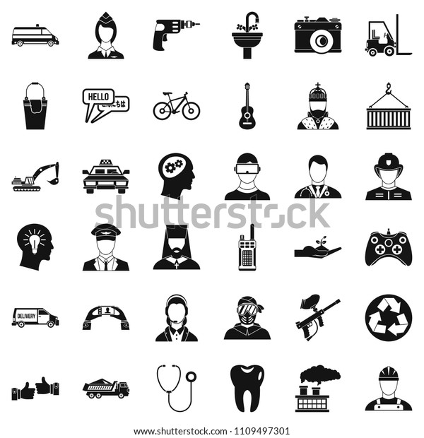 Factory icons set. Simple style of 36\
factory icons for web isolated on white\
background