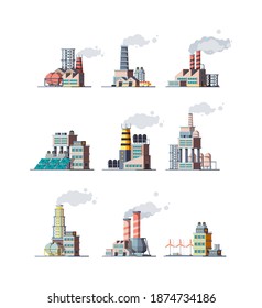 Factory Industrial Buildings Smoke Modern Plants Stock Vector (royalty 