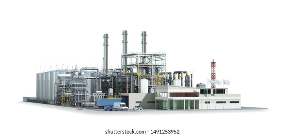 Factory. Isolated On White Background. 3d Illustration