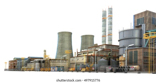 Factory On White Background. Industry. 3d Illustration