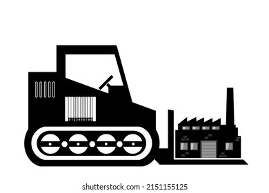 Factory Relocation By Goods Lift, Black Icon Flat Style