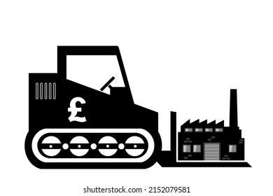 Factory Relocation By Goods Lift, Black Icon Flat Style