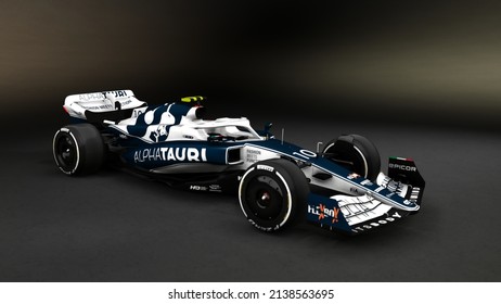Faenza, Italy, February 14 2022 Pierre Gasly (FRA) Alpha Tauri AT03 For F1 2022 Challenger, 3D rendering