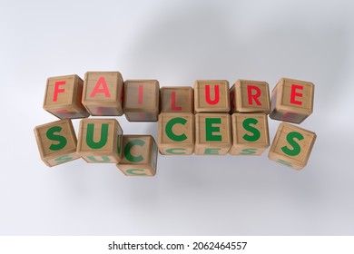 Failure And Success Dice Complimentary Concept In Wooden 3d 