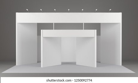 Fair trade booth. Mock-up booth template. 3D render, design