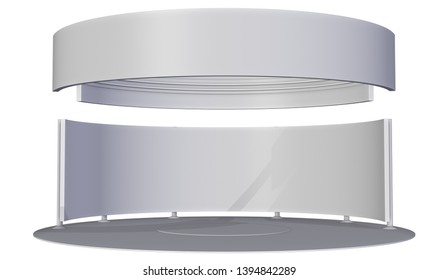 Fair Trade Exhibition Stand Mockup. Circle Shape Template Booth. 3D Render